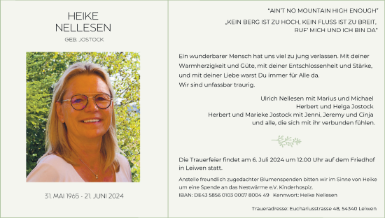 Todesanzeige von Heike Nellesen von trierischer_volksfreund