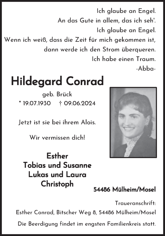 Todesanzeige von Hildegard Conrad von trierischer_volksfreund