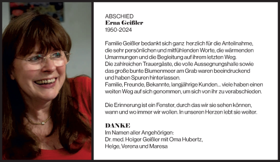 Todesanzeige von Erna Geißler von trierischer_volksfreund