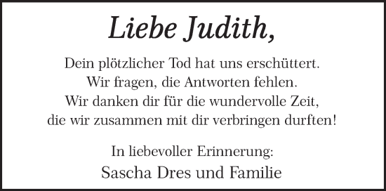 Todesanzeige von Judith  von trierischer_volksfreund