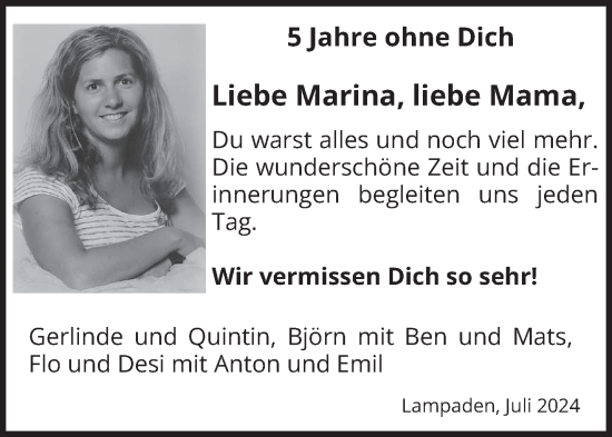 Todesanzeige von Marina  von trierischer_volksfreund