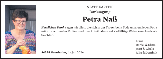 Todesanzeige von Petra Naß von trierischer_volksfreund