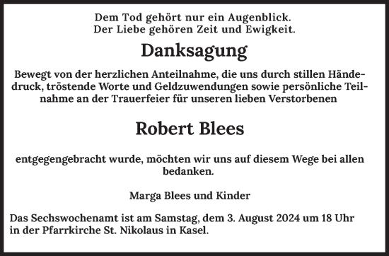 Todesanzeige von Robert Blees von trierischer_volksfreund