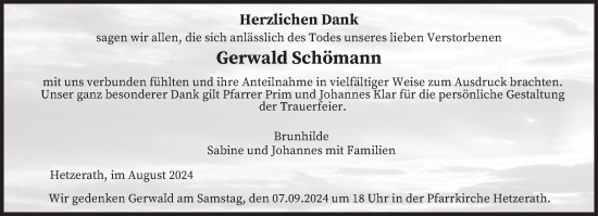 Todesanzeige von Gerwald Schömann von trierischer_volksfreund