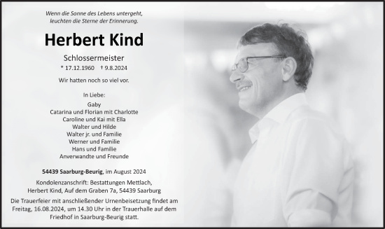 Todesanzeige von Herbert Kind von trierischer_volksfreund