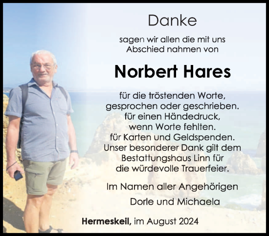 Todesanzeige von Norbert Hares von trierischer_volksfreund