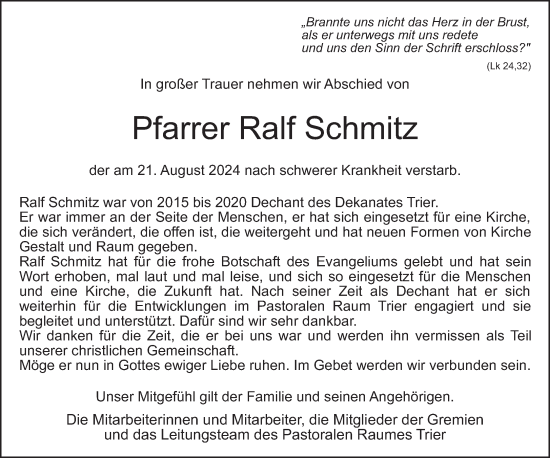 Todesanzeige von Ralf Schmitz von trierischer_volksfreund