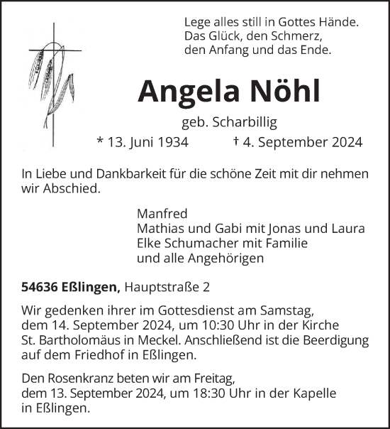 Todesanzeige von Angela Nöhl von trierischer_volksfreund