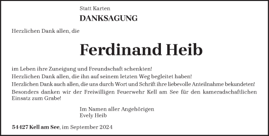 Todesanzeige von Ferdinand Heib von trierischer_volksfreund