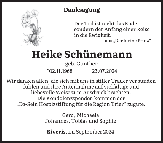 Todesanzeige von Heike Schünemann von trierischer_volksfreund