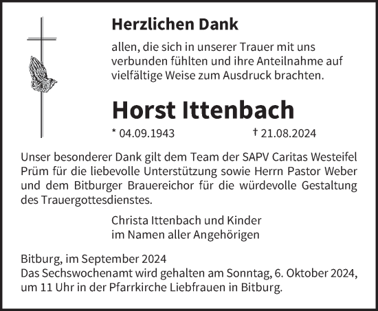 Todesanzeige von Horst Ittenbach von trierischer_volksfreund