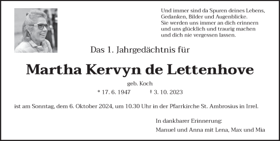 Todesanzeige von Martha Kervyn de Lettenhove von trierischer_volksfreund