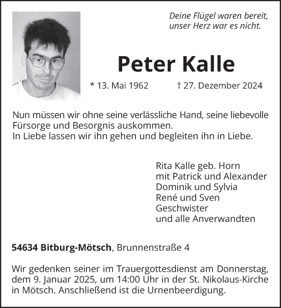 Todesanzeige von Peter Kalle von trierischer_volksfreund