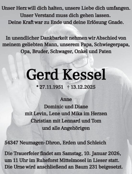 Todesanzeige von Gerd Kessel von trierischer_volksfreund
