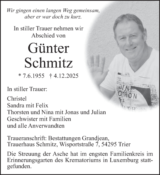 Todesanzeige von Günter Schmitz von trierischer_volksfreund