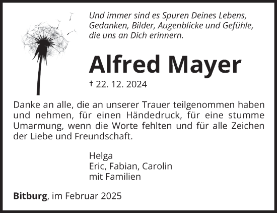 Todesanzeige von Alfred Mayer von trierischer_volksfreund