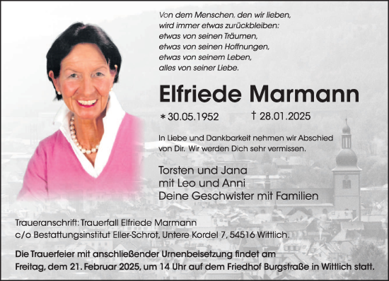 Todesanzeige von Elfriede Marmann von trierischer_volksfreund