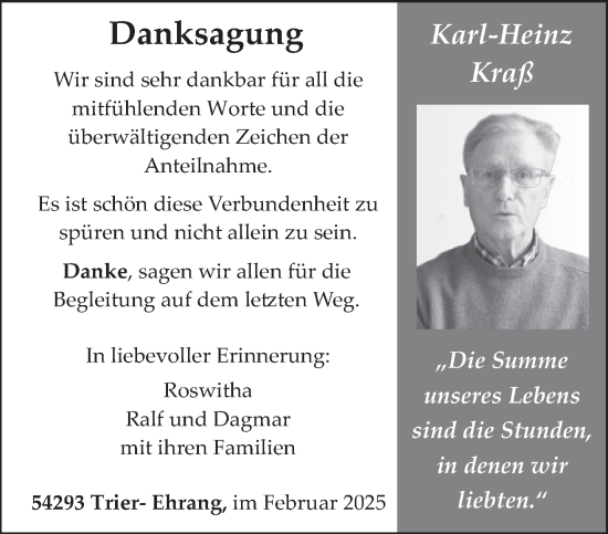 Todesanzeige von Karl-Heinz Kraß von trierischer_volksfreund