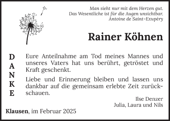 Todesanzeige von Rainer Köhnen von trierischer_volksfreund
