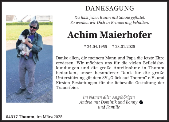 Todesanzeige von Achim Maierhofer von trierischer_volksfreund