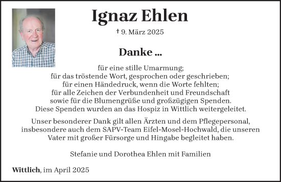 Todesanzeige von Ignaz Ehlen von trierischer_volksfreund