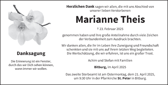 Todesanzeige von Marianne Theis von trierischer_volksfreund