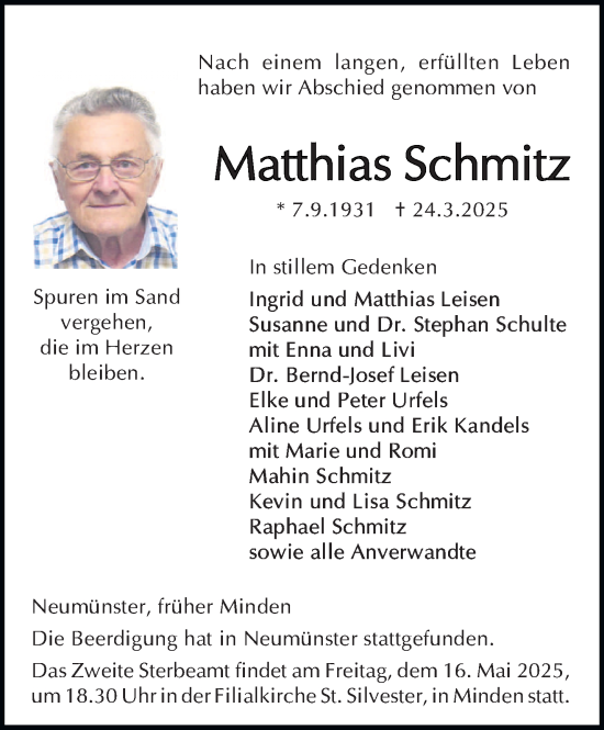 Todesanzeige von Matthias Schmitz von trierischer_volksfreund