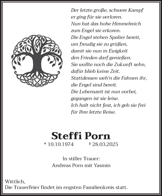 Todesanzeige von Steffi Porn von trierischer_volksfreund