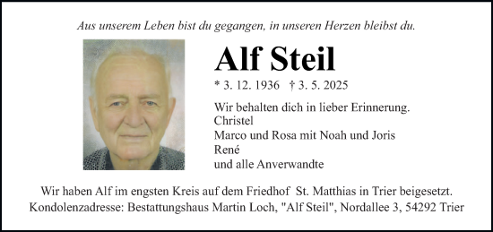 Todesanzeige von Alf Steil von trierischer_volksfreund