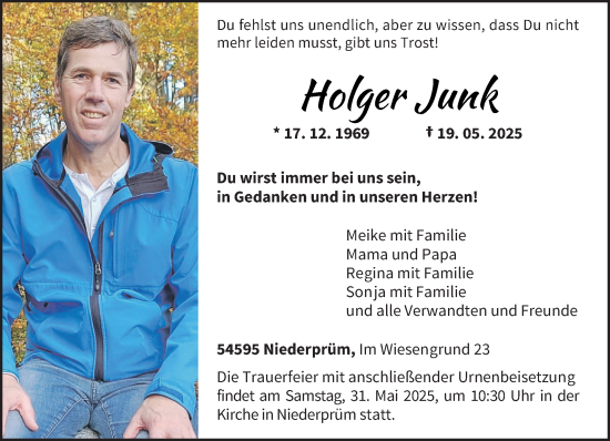 Todesanzeige von Holger Junk von trierischer_volksfreund