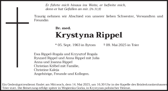 Todesanzeige von Krystyna Rippel von trierischer_volksfreund