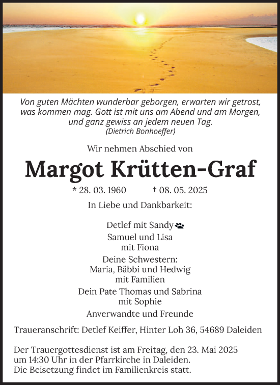 Todesanzeige von Margot Krütten-Graf von trierischer_volksfreund