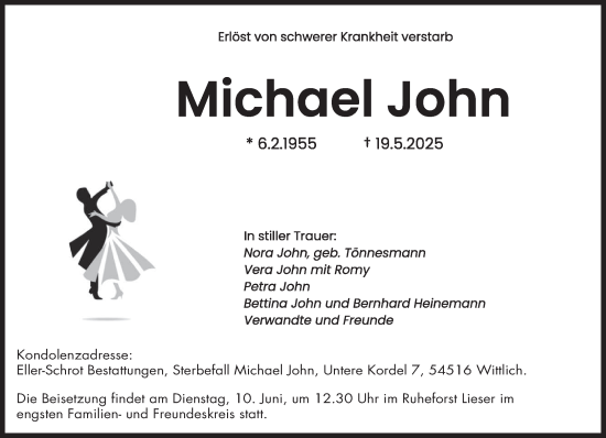 Todesanzeige von Michael John von trierischer_volksfreund