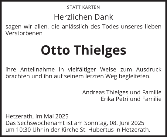 Todesanzeige von Otto Thielges von trierischer_volksfreund