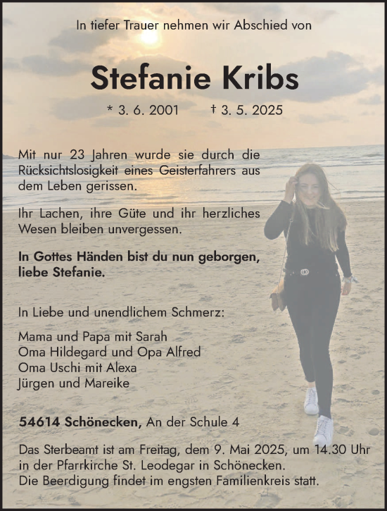 Todesanzeige von Stefanie Kribs von trierischer_volksfreund