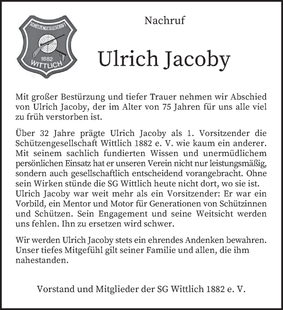 Todesanzeige von Ulrich Jacoby von trierischer_volksfreund