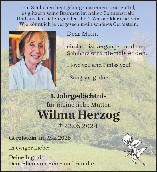 Todesanzeige von Wilma Herzog von trierischer_volksfreund
