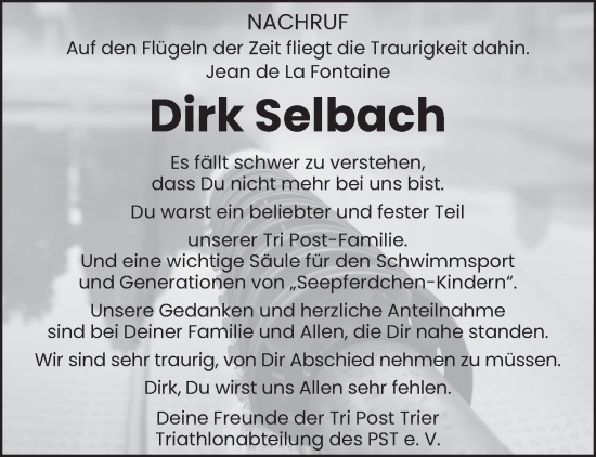 Todesanzeige von Dirk Selbach von trierischer_volksfreund