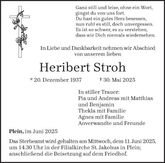 Todesanzeige von Heribert Stroh von trierischer_volksfreund