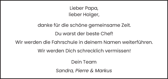 Todesanzeige von Holger  von trierischer_volksfreund
