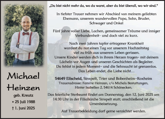 Todesanzeige von Michael Heinzen von trierischer_volksfreund