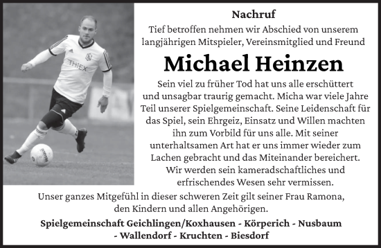 Todesanzeige von Michael Heinzen von trierischer_volksfreund