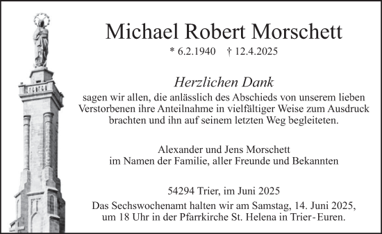 Todesanzeige von Michael Robert Morschett von trierischer_volksfreund