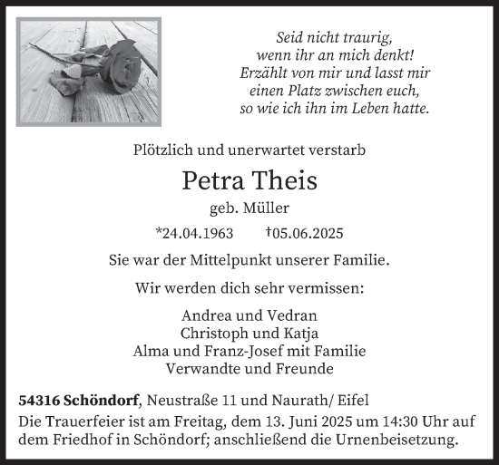 Todesanzeige von Petra Theis von trierischer_volksfreund