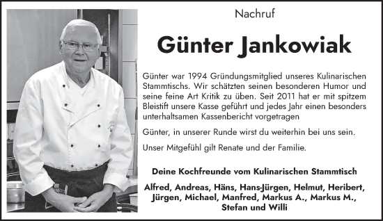 Todesanzeige von Günter Jankowiak von trierischer_volksfreund