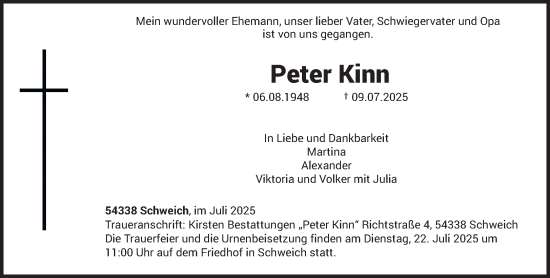 Todesanzeige von Peter Kinn von trierischer_volksfreund
