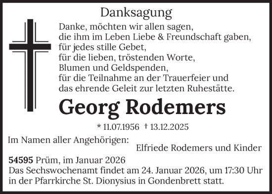 Todesanzeige von Georg Rodemers von trierischer_volksfreund