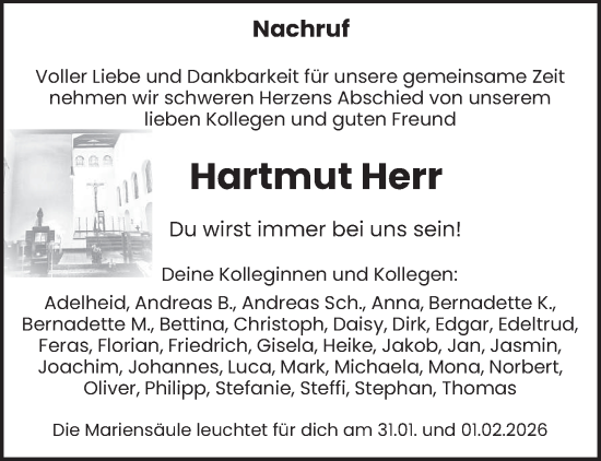 Todesanzeige von Hartmut Herr von trierischer_volksfreund