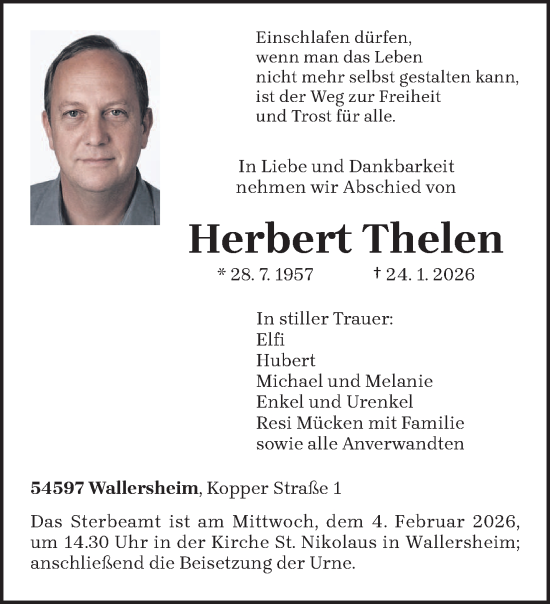 Todesanzeige von Herbert Thelen von trierischer_volksfreund