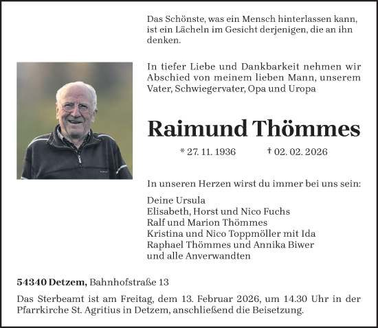 Todesanzeige von Raimund Thömmes von trierischer_volksfreund